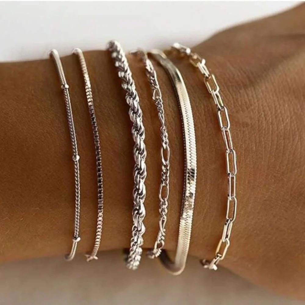 NWOT Anthropologie Silver Bracelet Stack Set